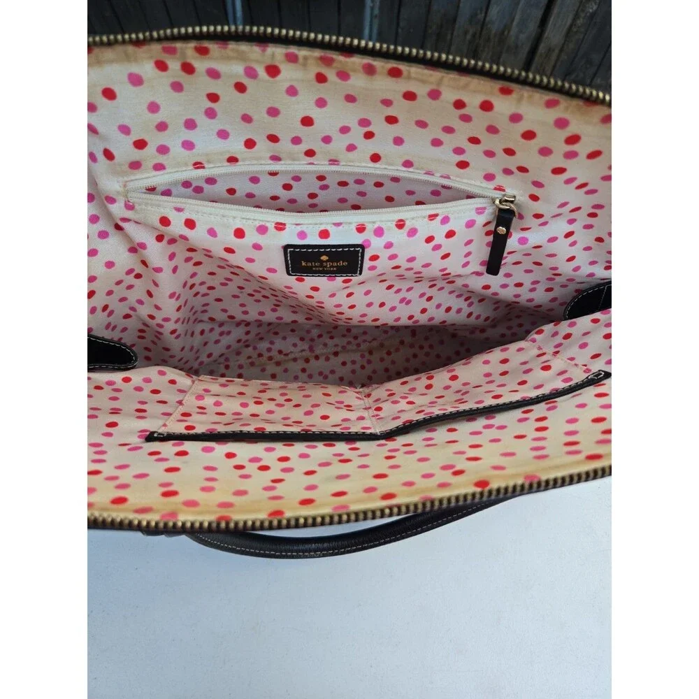 Kate Spade Black Leather Tote With Zip Front Pocket